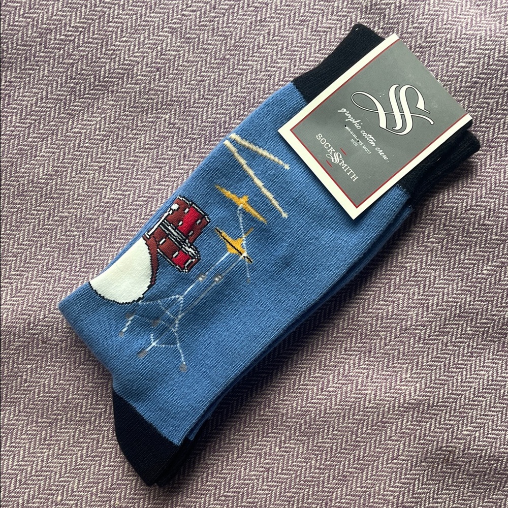 Sock Smith Drummer Drum Kit Socks Novelty Gift Musician NWT